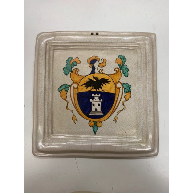 2000 - 2009 2007 Italian Tiles With Painted Badges - Set of 3 For Sale - Image 5 of 12