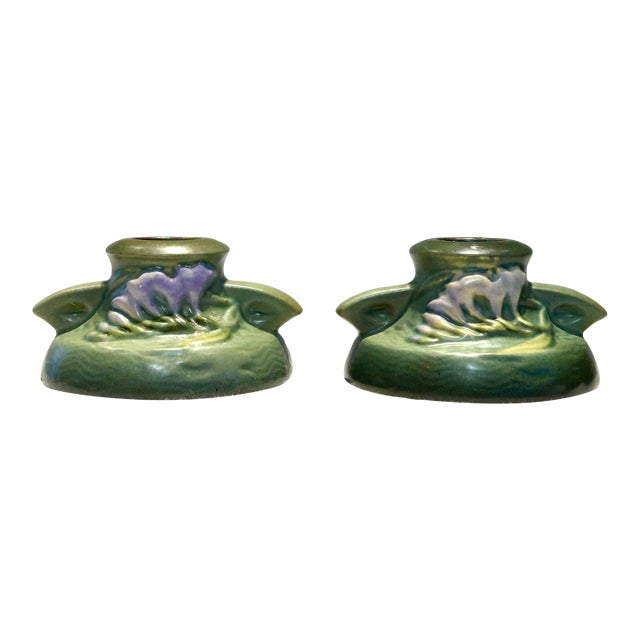 Mid 20th Century Pair of Roseville Candle Holders For Sale