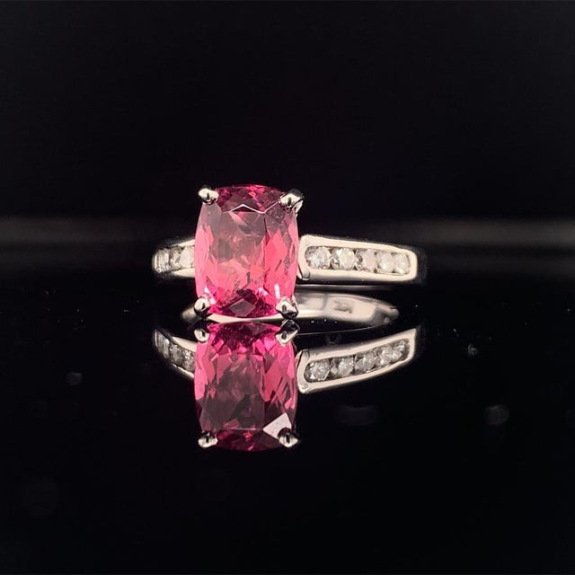 Pink Diamond Rubellite Tourmaline Ring 3 TCW 14k Gold Certified For Sale - Image 8 of 10