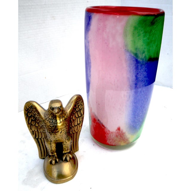 Glamorous Mid-Century Cased–Glass Block Vase With Red Interior - Makora Krosno Poland For Sale - Image 17 of 17