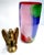 Glamorous Mid-Century Cased–Glass Block Vase With Red Interior - Makora Krosno Poland For Sale - Image 17 of 17