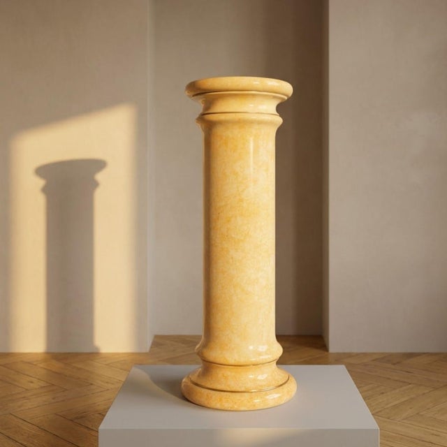 Vintage 20th Century Glazed Ceramic Pedestal Column in Marbled Onyx & Marble Effect Display Stand For Sale - Image 6 of 6