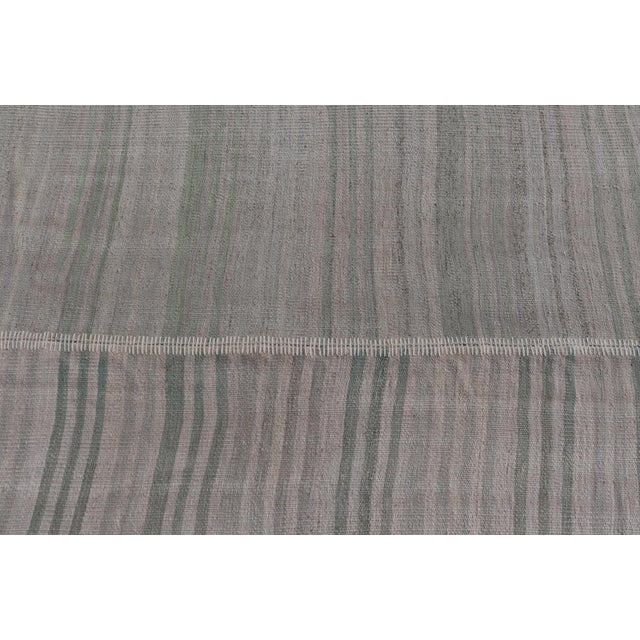 Taupe Vintage Turkish Kilim Rug in Soft Sage, Pale Taupe, and Faded Sand Stripes For Sale - Image 8 of 12