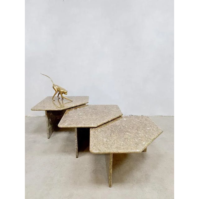Beige Vintage Italian Marble Nesting Tables, 1960s For Sale - Image 8 of 9
