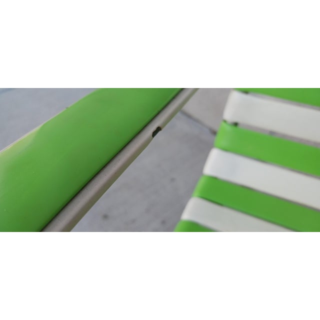 Vintage Homecrest Swivel Rocker Green and White Vinyl Patio Chairs a