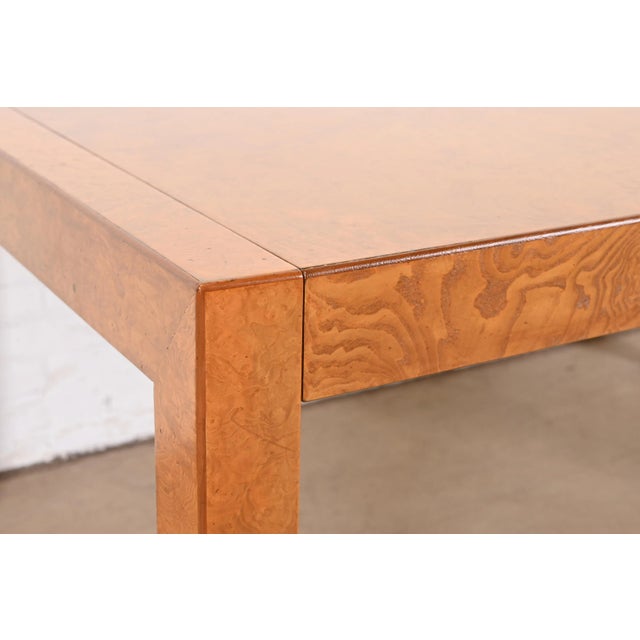 1970s John Widdicomb Mid-Century Modern Burl Wood Parsons Extension Dining Table, Newly Refinished For Sale - Image 5 of 12