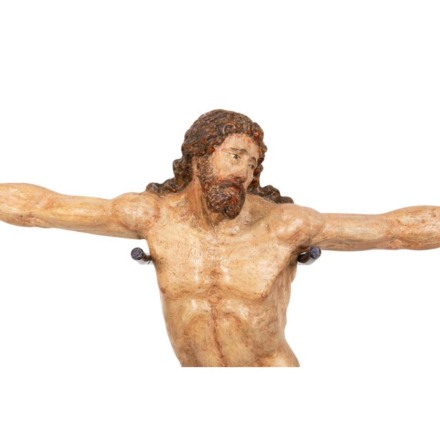 Early 19th Century Spanish Polychromed Carved Corpus Christi Statue Sculpture, 18th/19th Century For Sale - Image 5 of 18