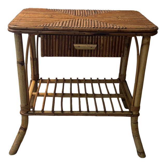 Bedside Table in Rattan For Sale