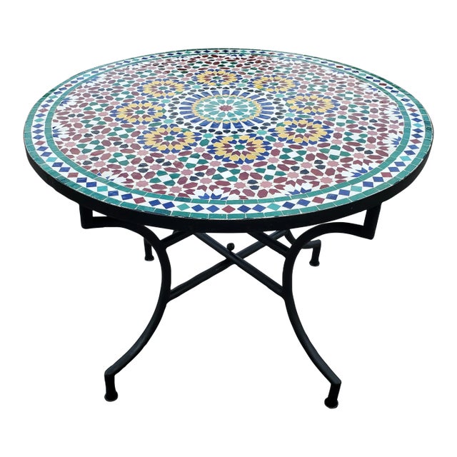 40" Moroccan Mosaic Multi-Color Beldia Zina Table For Sale