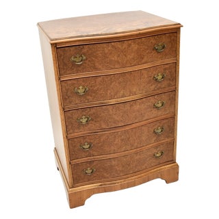 Burr Walnut Serpentine Chest of Drawers, 1930s For Sale