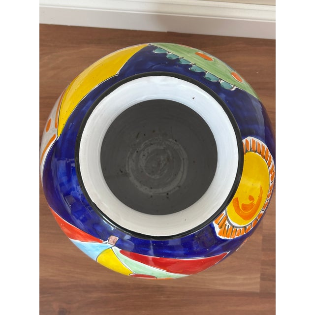 Blue 1970s La Musa Hand-Painted Italian Ceramic Floor Vase For Sale - Image 8 of 9