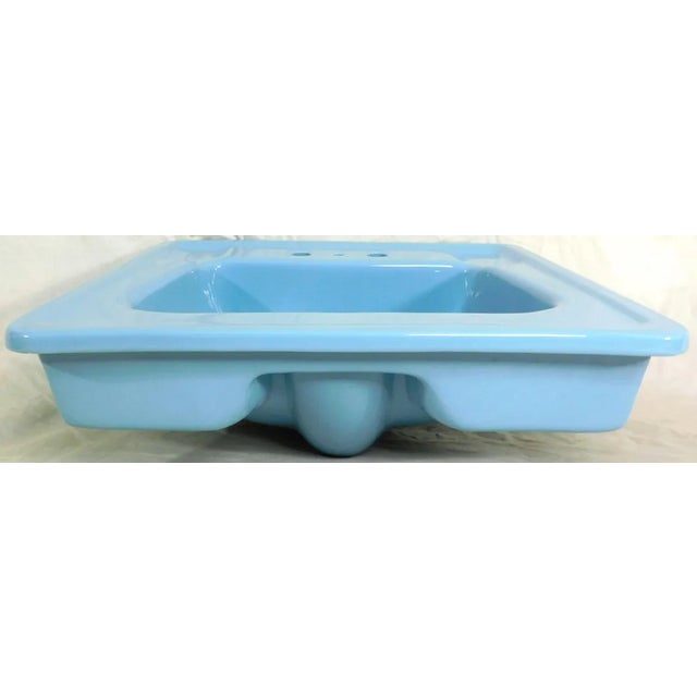 The sink can be mounted on a cabinet, wall-hung, or wall-hung with legs. This sink has not been used and is in very nice...