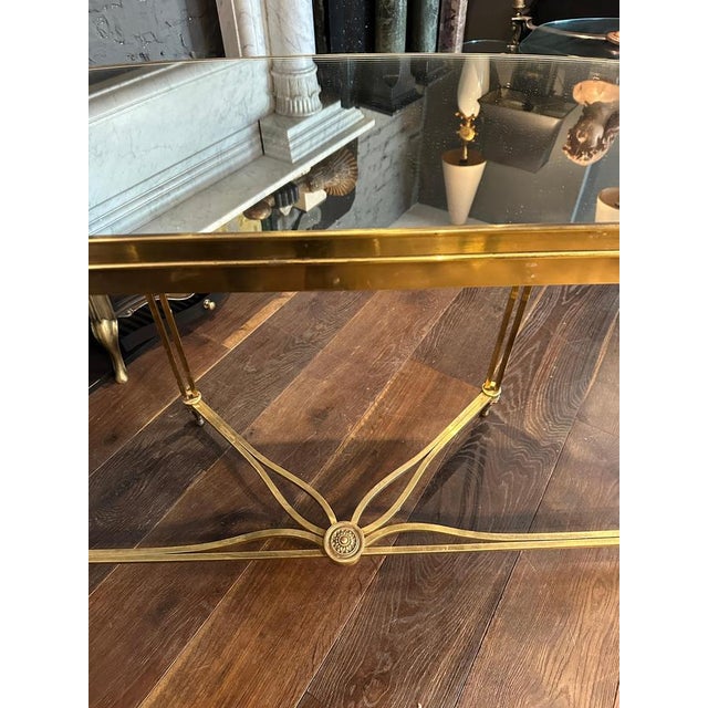 Large French Brass Demi-Lune Console Table, 1960 For Sale - Image 3 of 17