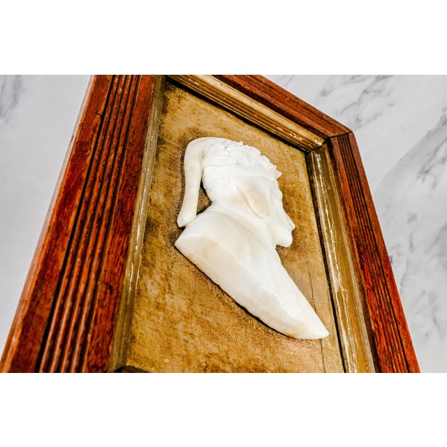 Ivory Hand Carved Marble Dante Alighieri Portrait Relief Framed Italian Grand Tour Art Classical Literary Home Wall Decor For Sale - Image 8 of 13