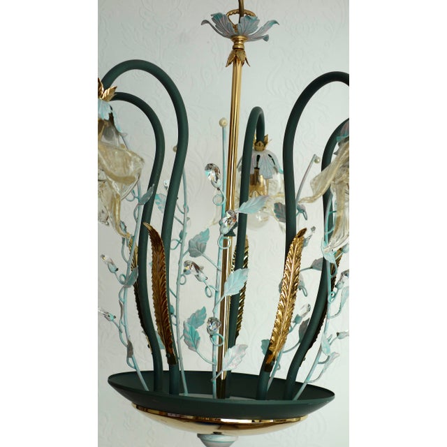 Italian Brass and Glass Lead Crystal Chandelier from Artigian Fabbrica Lambadari, 1960s For Sale - Image 14 of 16