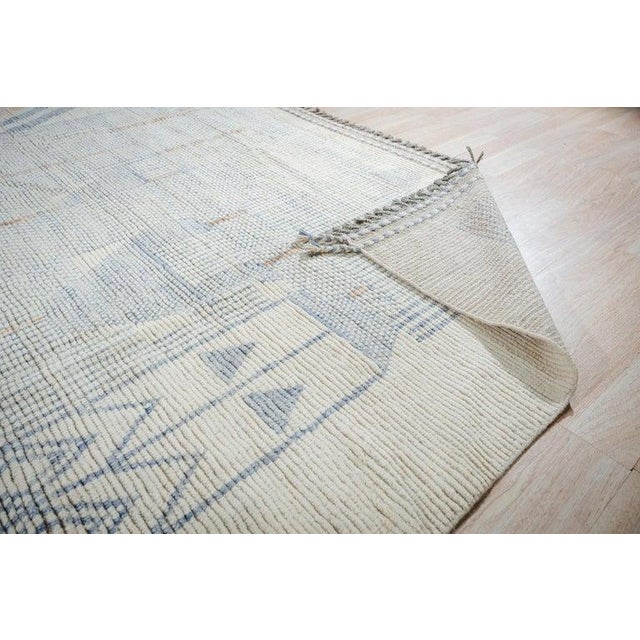 9x12 Gray Hand-Knotted Wool Striped Edge Accent Tribal Modern Carpet Rug For Sale In New York - Image 6 of 9