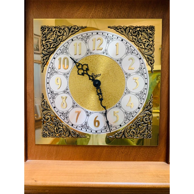 This wonderful vintage German grandfather clock is a stunner with its beautifully textured amber glass that makes it stand...