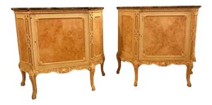 Hostetler Custom Faux Painted Marble Top Commodes, Chests or Nightstands - a Pair
