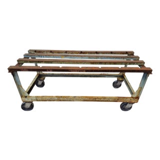Mid-20th Century Industrial Metal Workbench on Casters For Sale