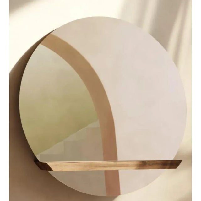 Wood Oak Round Guillotine Mirror by Jeffrey Huyghe For Sale - Image 7 of 10