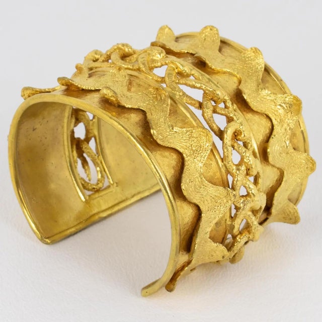 Mercedes Robirosa Gilded Baroque Cuff Bracelet with Carving For Sale - Image 4 of 8