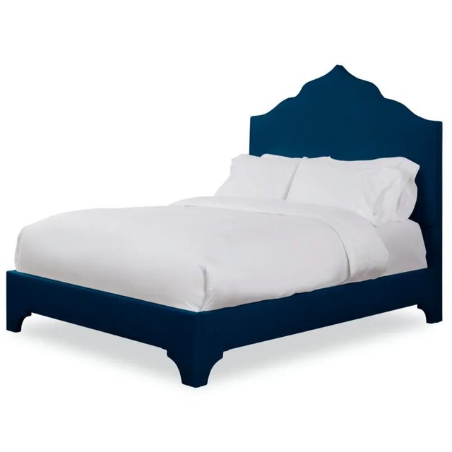 Casa Cosima Clementine Queen Headboard, Navy Velvet For Sale - Image 4 of 5
