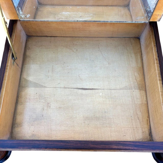 Wood Early 20th Century French Art Deco Flip Top Madagascar Rosewood & Brass Dressing Table Vanity For Sale - Image 7 of 13