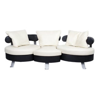 Vintage Three-Seater Leather Sofa by Mario Spinelli for Formenti, 1980s For Sale