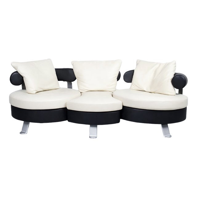 Vintage Three-Seater Leather Sofa by Mario Spinelli for Formenti, 1980s For Sale