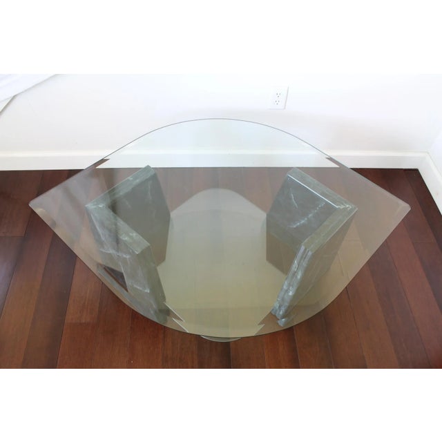 1980s Art Deco Faux Marble Coffee Table For Sale - Image 4 of 12