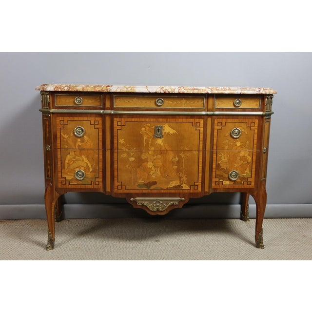 Transitional Marquetry Chest of Drawers, 1970s For Sale - Image 14 of 15