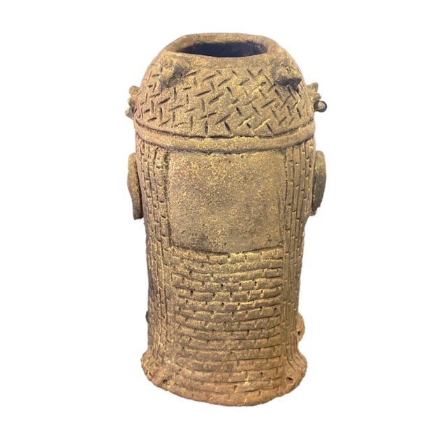 Vintage Large Ife Clay / Terracotta King Oba Head Edo People Nigeria African 13" H For Sale - Image 9 of 11