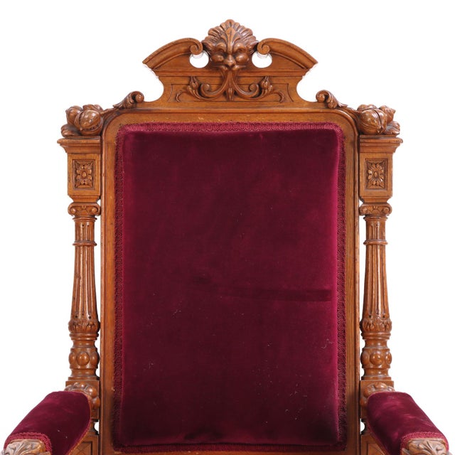 Late 19th Century A Pair of Victorian Substantially Carved Oak Armchairs, C. 1870. For Sale - Image 5 of 6