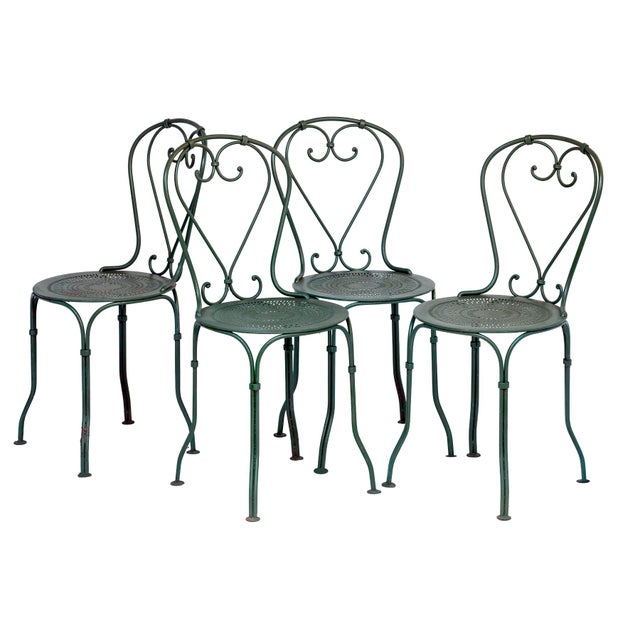 French Country Antique Garden Table/4 Chair Set For Sale - Image 3 of 18