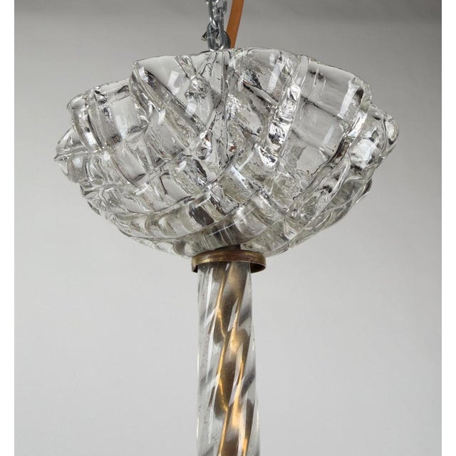 Art Deco Italian Murano Glass and Brass Pendant in the style of Barovier, 1930s For Sale - Image 11 of 18