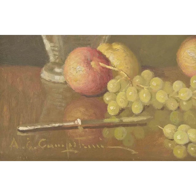 Still Life is an artwork realized by Ernesto Alcide Campestrini (1897-1983). Oil on Table. cm 50x60; 55 x 66 cm with...