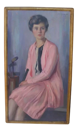 1919 Portrait of a Woman Oil Painting by John Hubbard Rich, Framed
