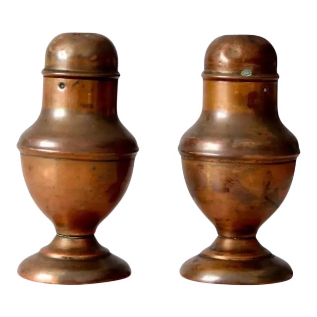 Vintage Copper Salt and Pepper Shakers For Sale