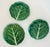 Vintage cabbage leaf appetizer plates in the style of Bordallo Pinheiro. Set of 3. Made in Portugal. Age wear.