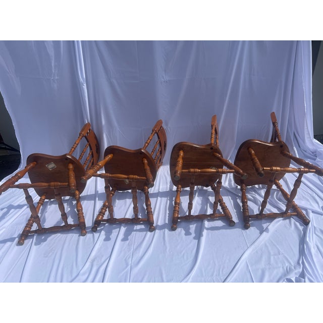 Mid 20th Century Mid 20th Century S Bent Bros Colonial Hardwood Set of 4 Dining Chairs For Sale - Image 5 of 15