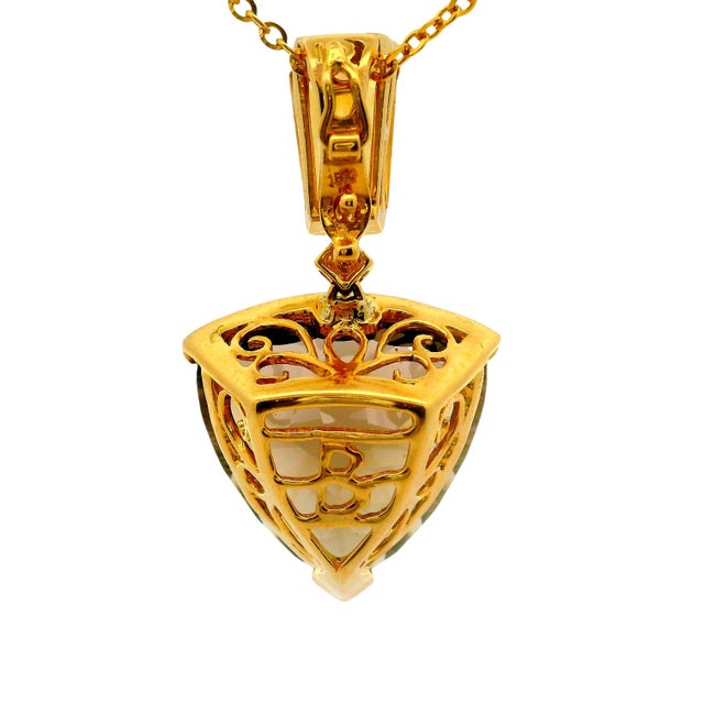 Metal Bellarri Smokey Quartz Citrine Diamond 18k Yellow Gold Pendant Necklace For Sale - Image 7 of 8
