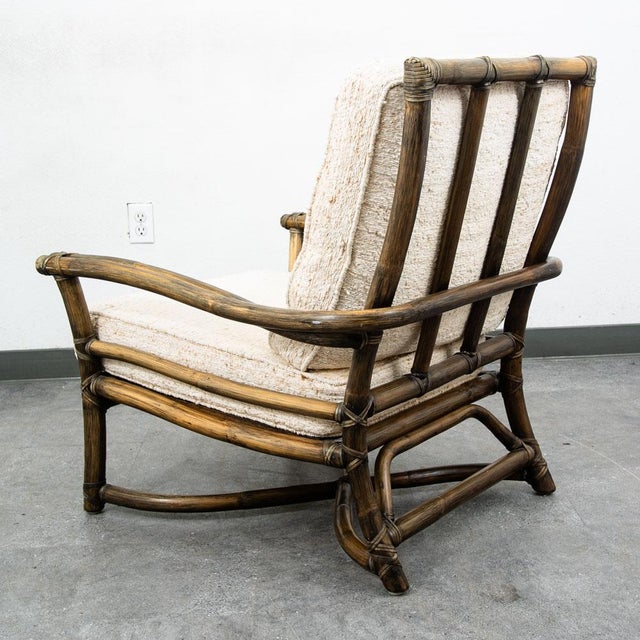 McGuire Mid Century Modern Lounge Chair McGuire Bamboo Boho Swivel Rattan Basket For Sale - Image 4 of 12