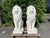 Classical Seated Lion Garden Statues in White Cast Stone, Set of 2 For Sale - Image 6 of 13