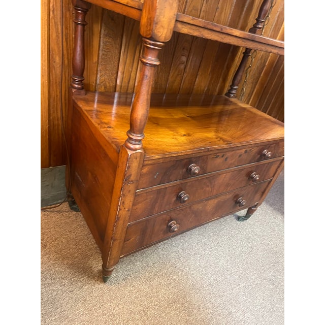 Early 19th Century Antique Mahogany English Etegere Dumb Waiter Three Tiered Trolly With Drawers For Sale - Image 5 of 9