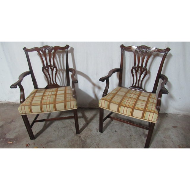 1940s Set Eight Mahogany Dining Room Chippendale Chairs For Sale - Image 9 of 14