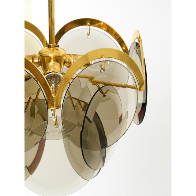Large Brass Pendant Light with Large Round Glass Plates, 1960s For Sale - Image 12 of 18