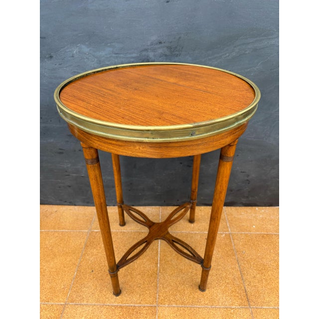 French Louis XVI Style Gueridon Table with Brass Gallery, 1930s For Sale - Image 4 of 10