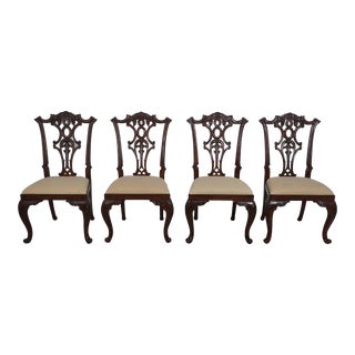 Set of 4 Maitland Smith Rococo Mahogany Dining Chairs For Sale