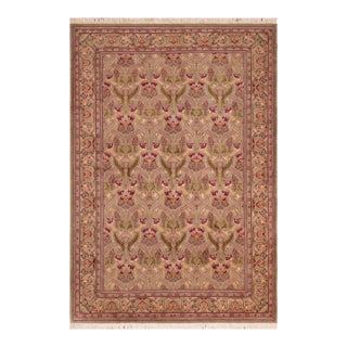 Floral 1990's Pak-Persian Green/Pink Wool Rug - 6'2'' X 9'7'' For Sale