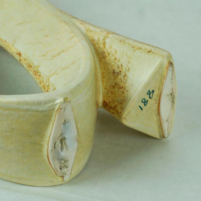 Beige Mid-Century Italian Ceramic Vase attributed to Roberto Rigon for Bertoncello, 1960s For Sale - Image 8 of 9